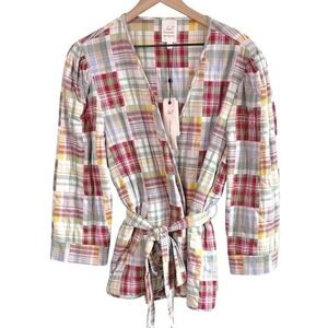 Cinq a Sept Multicolor Plaid Jacket‎ XL New Triss Quilted Patchwork